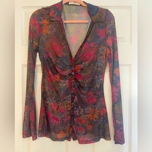 Natural life mesh button down top. Sz L. Excellent condition.